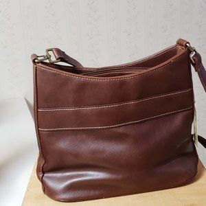 Bueno Handbag in Brown with Cream Stitching **